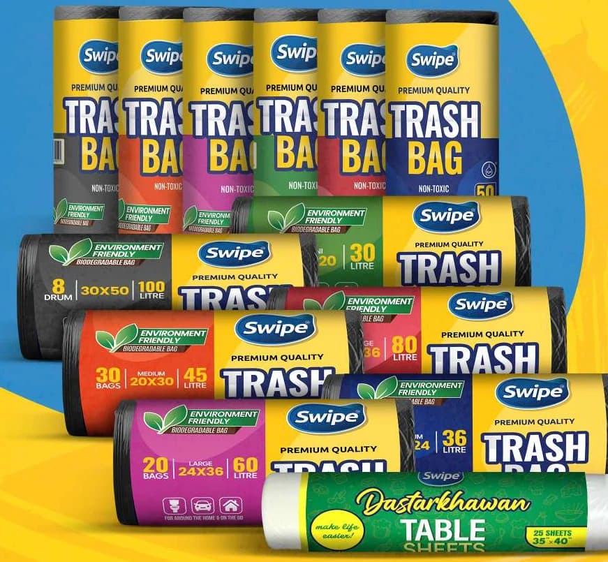 Swipe trash bag rolls