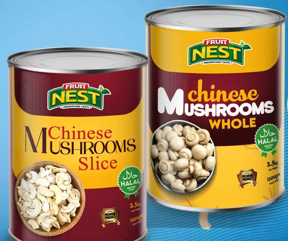 Fruit Nest sliced and whole Chinese mushroom tins